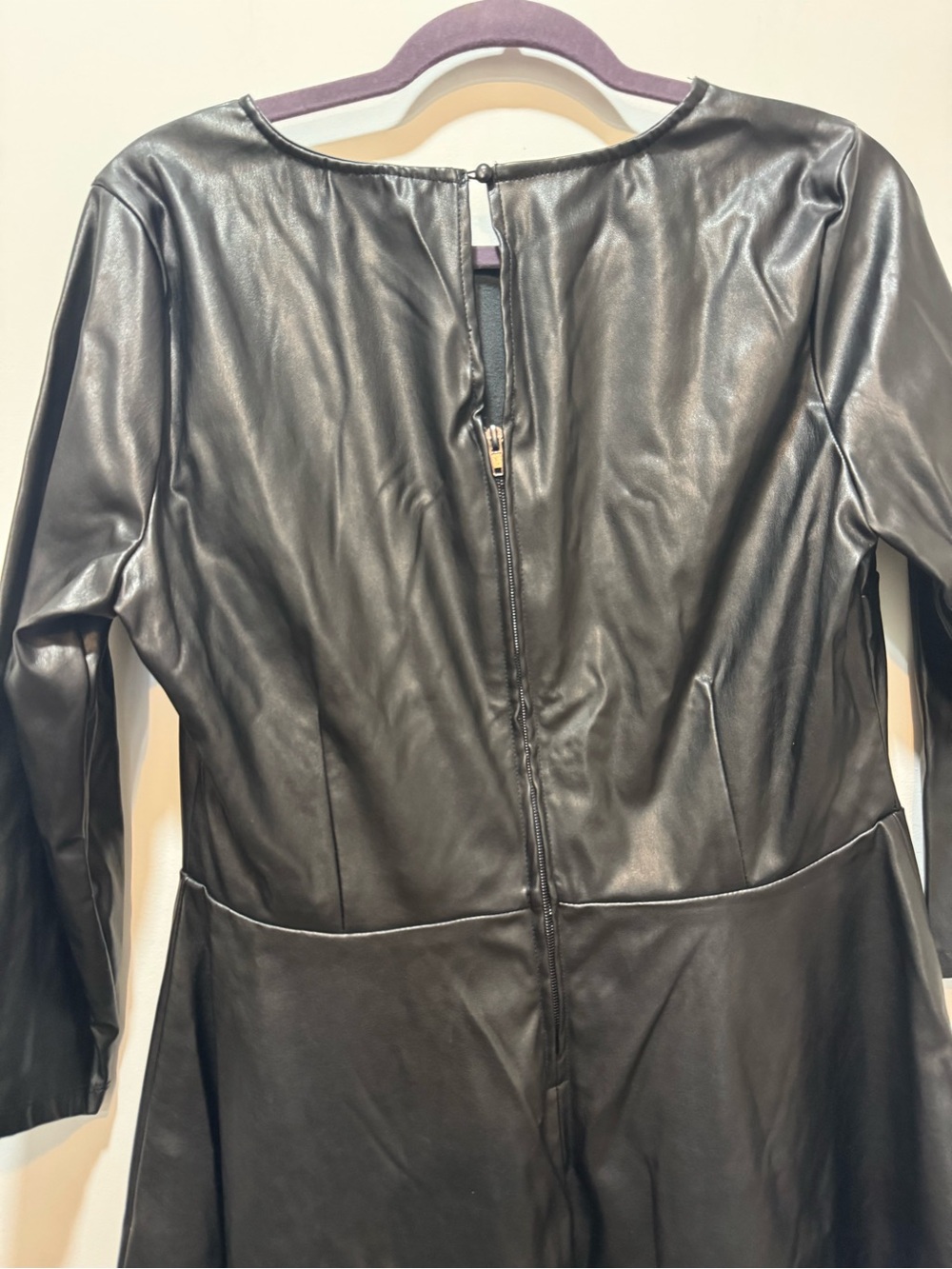 New York & Company Black Faux Leather High-Low Dress - Picture 5 of 9